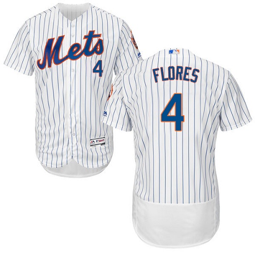 Men's Majestic New York Mets #4 Wilmer Flores White Home Flex Base Authentic Collection MLB Jersey