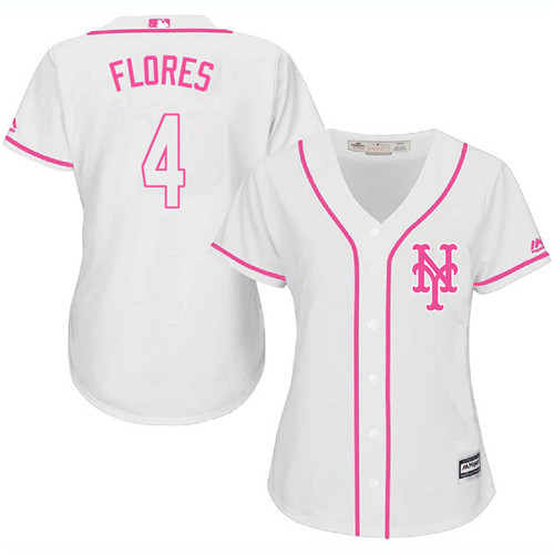 Women's Majestic New York Mets #4 Wilmer Flores Authentic White Fashion Cool Base MLB Jersey