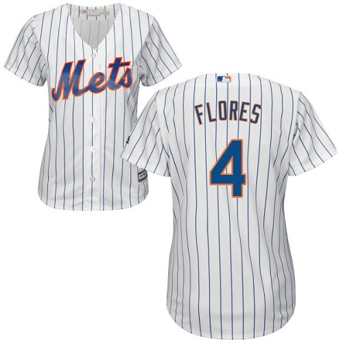Women's Majestic New York Mets #4 Wilmer Flores Authentic White Home Cool Base MLB Jersey