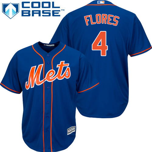 Youth Majestic New York Mets #4 Wilmer Flores Authentic Royal Blue Alternate Home Cool Base MLB Jersey