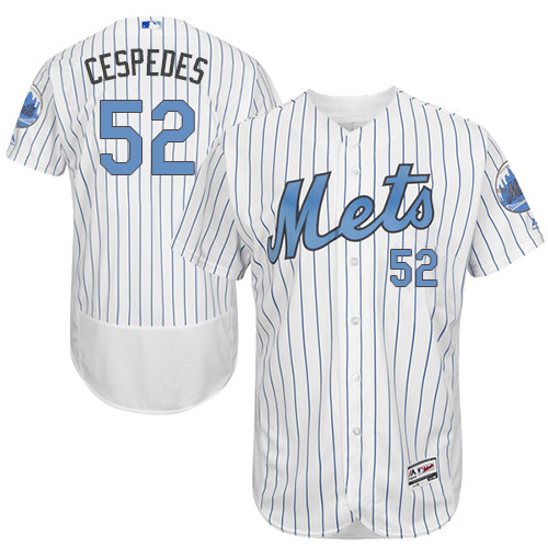 Men's Majestic New York Mets #52 Yoenis Cespedes Authentic White 2016 Father's Day Fashion Flex Base MLB Jersey
