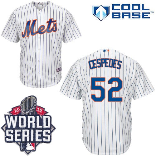 Men's Majestic New York Mets #52 Yoenis Cespedes Authentic White Home Cool Base 2015 World Series MLB Jersey
