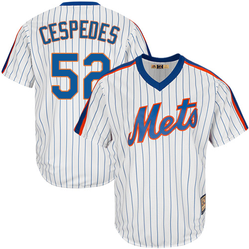 Men's Majestic New York Mets #52 Yoenis Cespedes Replica White Cooperstown MLB Jersey
