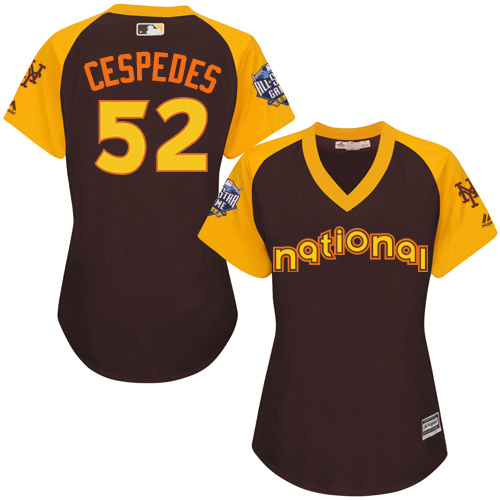 Women's Majestic New York Mets #52 Yoenis Cespedes Authentic Brown 2016 All-Star National League BP Cool Base MLB Jersey