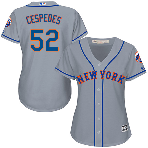 Women's Majestic New York Mets #52 Yoenis Cespedes Authentic Grey Road Cool Base MLB Jersey