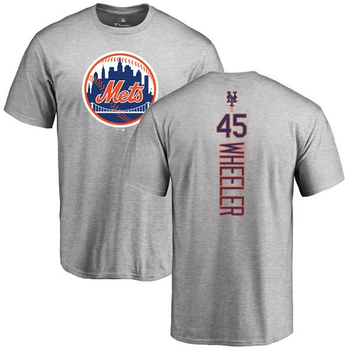 MLB Nike New York Mets #45 Zack Wheeler Ash Backer T-Shirt