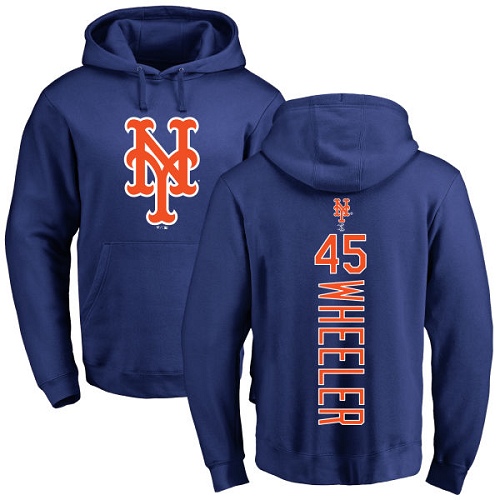 MLB Nike New York Mets #45 Zack Wheeler Royal Blue Backer Pullover Hoodie