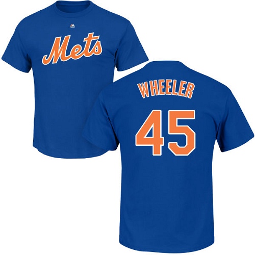 MLB Nike New York Mets #45 Zack Wheeler Royal Blue Name & Number T-Shirt