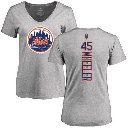 MLB Women's Nike New York Mets #45 Zack Wheeler Ash Backer T-Shirt