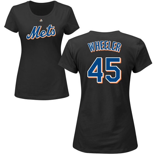 MLB Women's Nike New York Mets #45 Zack Wheeler Black Name & Number T-Shirt