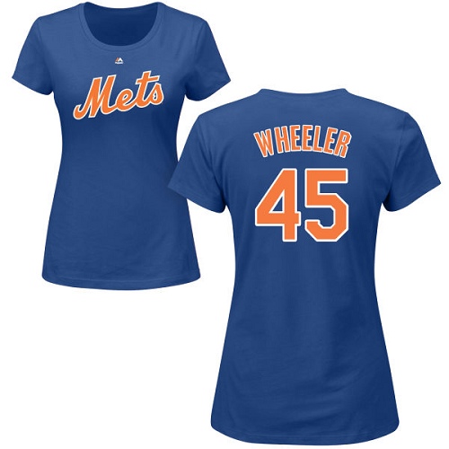 MLB Women's Nike New York Mets #45 Zack Wheeler Royal Blue Name & Number T-Shirt