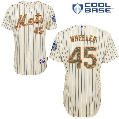 Men's Majestic New York Mets #45 Zack Wheeler Authentic Cream USMC Cool Base MLB Jersey