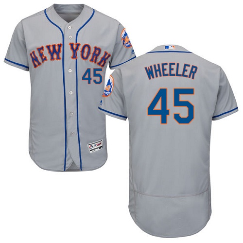 Men's Majestic New York Mets #45 Zack Wheeler Grey Road Flex Base Authentic Collection MLB Jersey