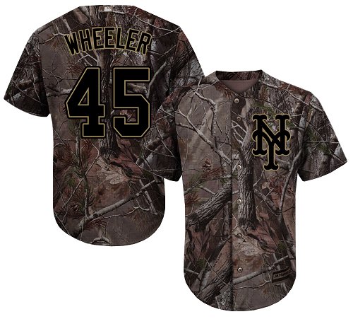 Youth Majestic New York Mets #45 Zack Wheeler Authentic Camo Realtree Collection Flex Base MLB Jersey