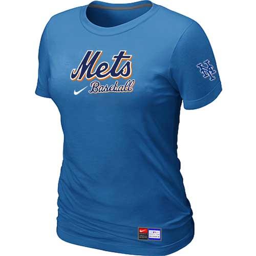 MLB Women's New York Mets Nike Practice T-Shirt - Light Blue